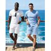 image:imageUOUA Mens Summer Outfits 2 Piece Textured Set for Beach Vocation Short Sleeve Golf Polo Shirt and ShortsWhite
