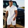 image:imageUOUA Mens Summer Outfits 2 Piece Textured Set for Beach Vocation Short Sleeve Golf Polo Shirt and ShortsWhite
