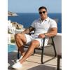 image:imageUOUA Mens Summer Outfits 2 Piece Textured Set for Beach Vocation Short Sleeve Golf Polo Shirt and ShortsWhite