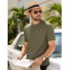 image:imageUOUA Mens TShirts Short Sleeve Sweatshirt Casual Crewneck Textured Knit Pullover Tee TopsArmy Green
