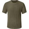 image:imageUOUA Mens TShirts Short Sleeve Sweatshirt Casual Crewneck Textured Knit Pullover Tee TopsArmy Green