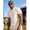 image:imageUOUA Mens TShirts Short Sleeve Sweatshirt Casual Crewneck Textured Knit Pullover Tee TopsBeige