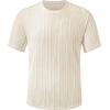 image:imageUOUA Mens TShirts Short Sleeve Sweatshirt Casual Crewneck Textured Knit Pullover Tee TopsBeige