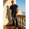image:imageUOUA Mens TShirts Short Sleeve Sweatshirt Casual Crewneck Textured Knit Pullover Tee TopsBlack