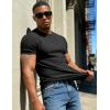 image:imageUOUA Mens TShirts Short Sleeve Sweatshirt Casual Crewneck Textured Knit Pullover Tee TopsBlack
