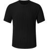 image:imageUOUA Mens TShirts Short Sleeve Sweatshirt Casual Crewneck Textured Knit Pullover Tee TopsBlack