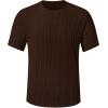 image:imageUOUA Mens TShirts Short Sleeve Sweatshirt Casual Crewneck Textured Knit Pullover Tee TopsBrown