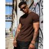 image:imageUOUA Mens TShirts Short Sleeve Sweatshirt Casual Crewneck Textured Knit Pullover Tee TopsBrown