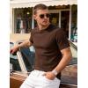 image:imageUOUA Mens TShirts Short Sleeve Sweatshirt Casual Crewneck Textured Knit Pullover Tee TopsBrown