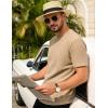 image:imageUOUA Mens TShirts Short Sleeve Sweatshirt Casual Crewneck Textured Knit Pullover Tee TopsKhaki