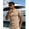 image:imageUOUA Mens TShirts Short Sleeve Sweatshirt Casual Crewneck Textured Knit Pullover Tee TopsKhaki