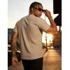 image:imageUOUA Mens TShirts Short Sleeve Sweatshirt Casual Crewneck Textured Knit Pullover Tee TopsKhaki