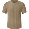 image:imageUOUA Mens TShirts Short Sleeve Sweatshirt Casual Crewneck Textured Knit Pullover Tee TopsKhaki