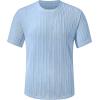 image:imageUOUA Mens TShirts Short Sleeve Sweatshirt Casual Crewneck Textured Knit Pullover Tee TopsLight Blue