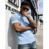 image:imageUOUA Mens TShirts Short Sleeve Sweatshirt Casual Crewneck Textured Knit Pullover Tee TopsLight Blue