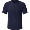 image:imageUOUA Mens TShirts Short Sleeve Sweatshirt Casual Crewneck Textured Knit Pullover Tee TopsNavy Blue