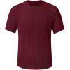 image:imageUOUA Mens TShirts Short Sleeve Sweatshirt Casual Crewneck Textured Knit Pullover Tee TopsWine Red