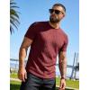 image:imageUOUA Mens TShirts Short Sleeve Sweatshirt Casual Crewneck Textured Knit Pullover Tee TopsWine Red