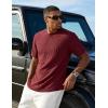 image:imageUOUA Mens TShirts Short Sleeve Sweatshirt Casual Crewneck Textured Knit Pullover Tee TopsWine Red