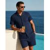 image:imageUOUA Summer Outfits for Men 2 Piece Short Sleeve Button Down Shirt amp Shorts Set Casual Vacation Beach TracksuitCuba Navy Blue