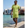 image:imageUOUA Summer Outfits for Men 2 Piece Short Sleeve Button Down Shirt amp Shorts Set Casual Vacation Beach TracksuitCubaapplegreen