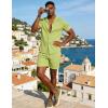 image:imageUOUA Summer Outfits for Men 2 Piece Short Sleeve Button Down Shirt amp Shorts Set Casual Vacation Beach TracksuitCubaapplegreen