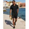 image:imageUOUA Summer Outfits for Men 2 Piece Short Sleeve Button Down Shirt amp Shorts Set Casual Vacation Beach TracksuitCubablack
