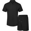 image:imageUOUA Summer Outfits for Men 2 Piece Short Sleeve Button Down Shirt amp Shorts Set Casual Vacation Beach TracksuitCubablack