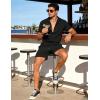 image:imageUOUA Summer Outfits for Men 2 Piece Short Sleeve Button Down Shirt amp Shorts Set Casual Vacation Beach TracksuitCubablack