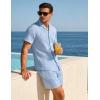 image:imageUOUA Summer Outfits for Men 2 Piece Short Sleeve Button Down Shirt amp Shorts Set Casual Vacation Beach TracksuitCubablue