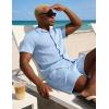 image:imageUOUA Summer Outfits for Men 2 Piece Short Sleeve Button Down Shirt amp Shorts Set Casual Vacation Beach TracksuitCubablue