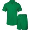 image:imageUOUA Summer Outfits for Men 2 Piece Short Sleeve Button Down Shirt amp Shorts Set Casual Vacation Beach TracksuitCubaemerald