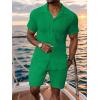 image:imageUOUA Summer Outfits for Men 2 Piece Short Sleeve Button Down Shirt amp Shorts Set Casual Vacation Beach TracksuitCubaemerald