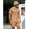 image:imageUOUA Summer Outfits for Men 2 Piece Short Sleeve Button Down Shirt amp Shorts Set Casual Vacation Beach TracksuitCubakhaki