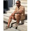 image:imageUOUA Summer Outfits for Men 2 Piece Short Sleeve Button Down Shirt amp Shorts Set Casual Vacation Beach TracksuitCubakhaki
