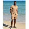 image:imageUOUA Summer Outfits for Men 2 Piece Short Sleeve Button Down Shirt amp Shorts Set Casual Vacation Beach TracksuitCubakhaki