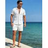 image:imageUOUA Summer Outfits for Men 2 Piece Short Sleeve Button Down Shirt amp Shorts Set Casual Vacation Beach TracksuitCubawhite