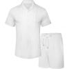 image:imageUOUA Summer Outfits for Men 2 Piece Short Sleeve Button Down Shirt amp Shorts Set Casual Vacation Beach TracksuitCubawhite