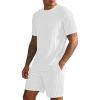 image:imageUOUA Mens Shorts Set Crewneck Short Sleeve TShirt amp Shorts Twisted Texture 2 Piece Summer Outfits Casual Matching SetsAll White