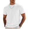 image:imageUOUA Mens TShirts Short Sleeve Sweatshirt Casual Crewneck Textured Knit Pullover Tee TopsAll White