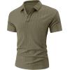 image:imageUOUA Mens Casual Polo Shirt Summer Short SleeveTShirt Vacation Textured Golf Top Beach ClothesArmygreen