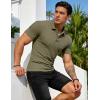 image:imageUOUA Mens Casual Polo Shirt Summer Short SleeveTShirt Vacation Textured Golf Top Beach ClothesArmygreen