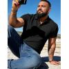 image:imageUOUA Mens Casual Polo Shirt Summer Short SleeveTShirt Vacation Textured Golf Top Beach ClothesBlack