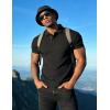 image:imageUOUA Mens Casual Polo Shirt Summer Short SleeveTShirt Vacation Textured Golf Top Beach ClothesBlack