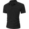 image:imageUOUA Mens Casual Polo Shirt Summer Short SleeveTShirt Vacation Textured Golf Top Beach ClothesBlack