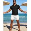 image:imageUOUA Mens Casual Polo Shirt Summer Short SleeveTShirt Vacation Textured Golf Top Beach ClothesBlack