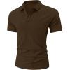 image:imageUOUA Mens Casual Polo Shirt Summer Short SleeveTShirt Vacation Textured Golf Top Beach ClothesBrown
