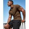 image:imageUOUA Mens Casual Polo Shirt Summer Short SleeveTShirt Vacation Textured Golf Top Beach ClothesBrown