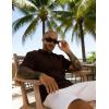 image:imageUOUA Mens Casual Polo Shirt Summer Short SleeveTShirt Vacation Textured Golf Top Beach ClothesBrown