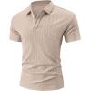 image:imageUOUA Mens Casual Polo Shirt Summer Short SleeveTShirt Vacation Textured Golf Top Beach ClothesKhaki